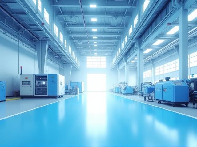 Virtueller Rundgang durch eine futuristische Fabrikhalle