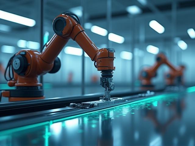 Visualisierung einer Roboterautomatisierung in der Fertigung